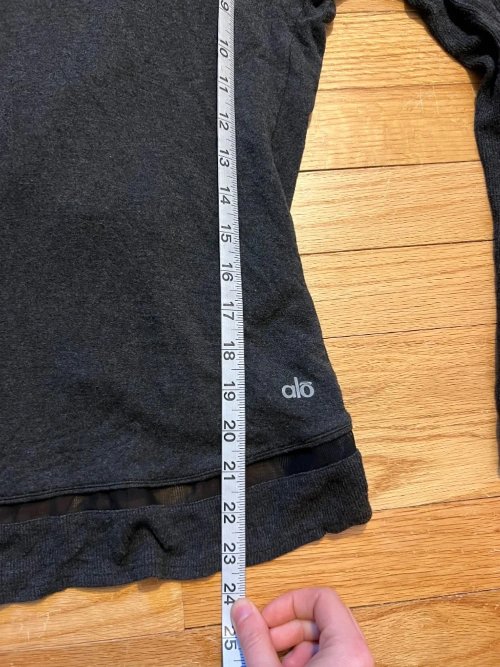 Alo Yoga Black and Gray Draped Back Sweater